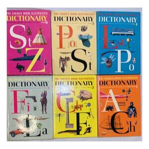 Golden Book Illustrated Dictionary Complete Set 1961 Vol 1-6 Hardcover Vintage